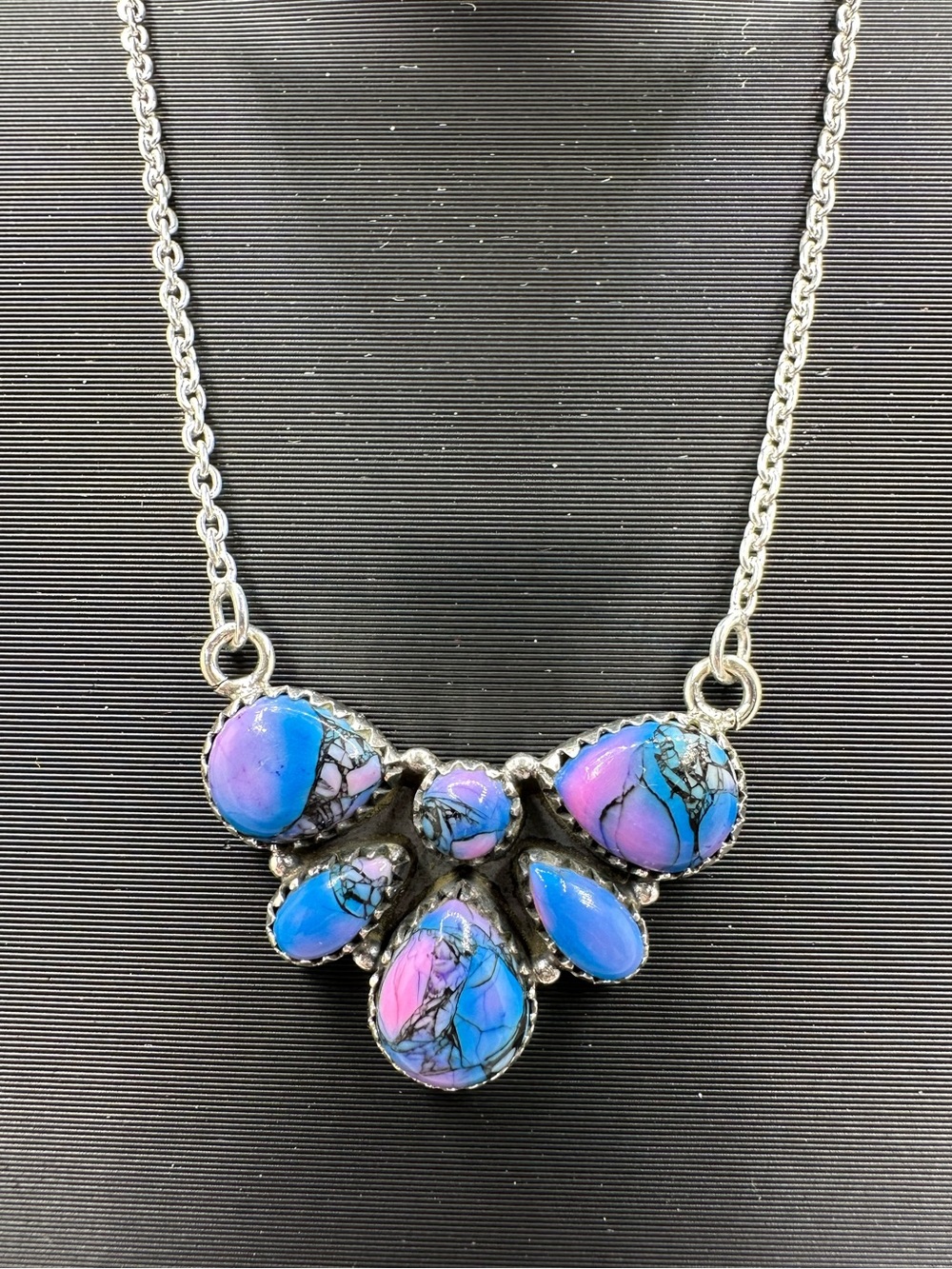 Monarch Dahlia Turquoise 925 Sterling Silver Pendant Cluster Necklace